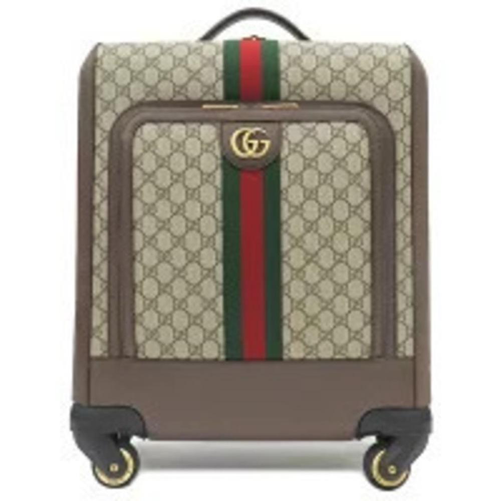 Gucci Savoy Cabin Trolley Bag GG Supreme Leather Beige Brown Suit Wheels